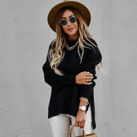 Damen ROLLRKAGEN PULLOVER | ELEGANTER SEITENSCHLITZ – Schwarz