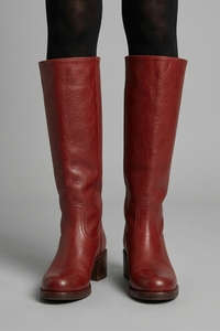 Stefanie | Damen Blockabsatz Wadenhohe Stiefel – Rot