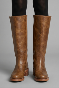 Stefanie | Damen Blockabsatz Wadenhohe Stiefel – Hellbraun