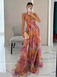 Stilvolles langes Abendkleid für Damen | Maxi – Orange