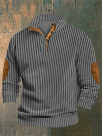 COOPER - RIPPED SWEATER MIT HOHEM KRAGEN – Dunkelgrau