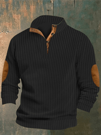 COOPER - RIPPED SWEATER MIT HOHEM KRAGEN – Schwarz
