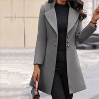 Trenchcoat Damen Elegant | Figurbetont Klassisch Lang – Dunkelgrau