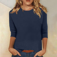 Svenja | Damen 3/4-Arm-Shirt Rundhals Basic Oberteil – Marine