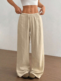 Svenja | Damen Weite Hose Elastischer Bund Kordelzug – Aprikose
