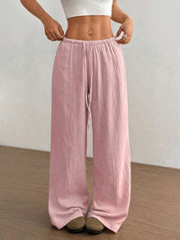 Svenja | Damen Weite Hose Elastischer Bund Kordelzug – Rosa