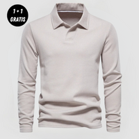 SAMUEL - ELEGANTES LANGARM-POLOSHIRT (1+1 GRATIS) – Beige