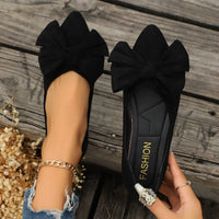 Sylvara | Damen Spitze Ballerinas mit Schleife – Schwarz