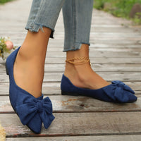 Sylvara | Damen Spitze Ballerinas mit Schleife – Dunkelblau