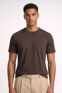 T-Shirt Herren - Lässig Mit Brusttasche | Bequemer Schnitt – Braun