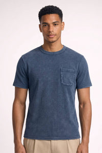 T-Shirt Herren - Lässig Mit Brusttasche | Bequemer Schnitt – Blau