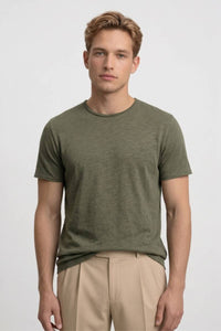T-Shirt Herren - Casual | Rundhals & Kurze Ärmel – Olivgrün