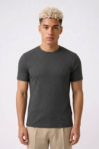 T-Shirt Herren - Gerippt Enganliegend | Modernes Design – Dunkelgrau