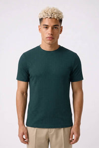 T-Shirt Herren - Gerippt Enganliegend | Modernes Design – Dunkelgrün