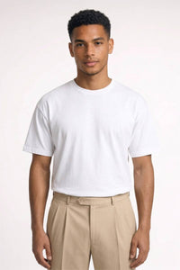 T-Shirt Herren - Relaxed | Runder Hals & Kürzere Ärmel – Weiß