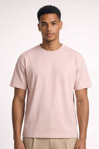 T-Shirt Herren - Relaxed | Runder Hals & Kürzere Ärmel – Hellrosa