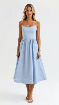 Tamara Fließendes Midikleid – Hellblau