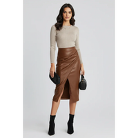 Tamara | Damen Rock Plissee Mit Schlitz Modern – Braun
