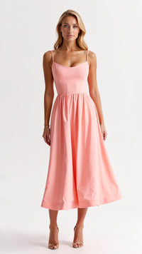 Tamara Fließendes Midikleid – Rosa