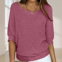 Heidi-Mode | Strickpullover mit halbem Arm – Helles Rot