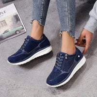 Tatjana | Damen Plateau Sneaker mit Schnürung – Blau