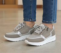 Tatjana | Damen Plateau Sneaker mit Schnürung – Grau
