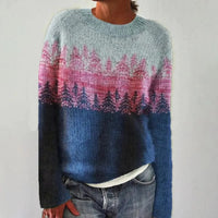 Anna™ | Raffiniertes skandinavisches Strickpullover – Blau/Rose