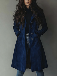 Teresa | Klassischer Vintage Trenchcoat – Dunkelblau