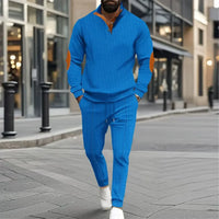 OldTown™ Set mit Retro-Fußabdruck und strukturiertem Mesh / Klassische Eleganz für Männer, die sich stilvoll kleiden können! – Blau