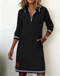 Thessalonica | Damen Kleid mit Reißverschluss und Taschen – Schwarz