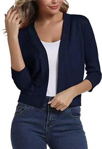 Thordis | Damen Strickjacke Offene Front 3/4 Arm – Marine
