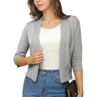 Thordis | Damen Strickjacke Offene Front 3/4 Arm – Silber