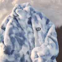 | Tie-Dye Fleecejacke für Damen – Blau