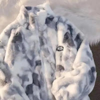 | Tie-Dye Fleecejacke für Damen – Grau