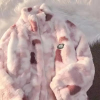 | Tie-Dye Fleecejacke für Damen – Rosa