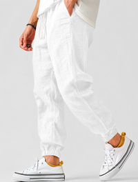 Timo | Herren Jogger Sommerhose – Weiß