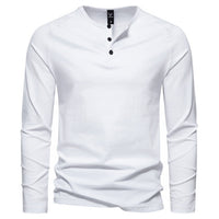 Tobias | Herren Langarm Henley Shirt mit Knopfleiste – Weiß