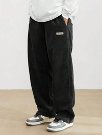 Tom | Herren Weite Baggy Hose Verstellbarer Bund – Schwarz