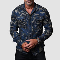 Cassiel - weiches Camouflage-Hemd – Blau