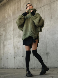 Trendiger Oversize-Pullover für Damen | Rollkragen – Grün