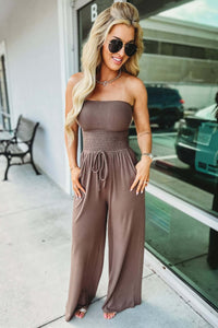 IRMGARD - SCHULTERFREIER JUMPSUIT – Braun