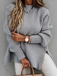 Caraleena | Der neue halbhohe Halsausschnitt Elegante Pullover-Oberteile – Grau