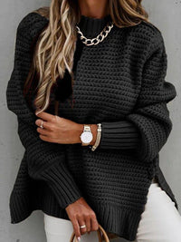 Caraleena | Der neue halbhohe Halsausschnitt Elegante Pullover-Oberteile – Schwarz