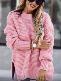 Caraleena | Der neue halbhohe Halsausschnitt Elegante Pullover-Oberteile – Rosa