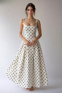 “Jelena” Maxi Dress – White with black dots