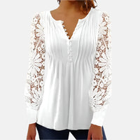 Tunika für Damen - Elegantes Spitzenbluse für Sommer – Weiß