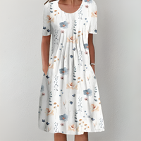 Heather™ Klassisches Geblümtes Kleid – Weiß