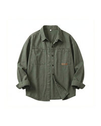 Leon | Vintage Vibe Hemd mit feiner Struktur – Oliv