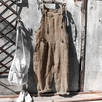 Simon | Unisex Vintage Gestreifter Loose-Fit Latzhosen Overall – Braun