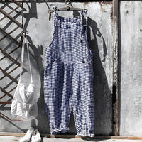 Simon | Unisex Vintage Gestreifter Loose-Fit Latzhosen Overall – Dunkelblau